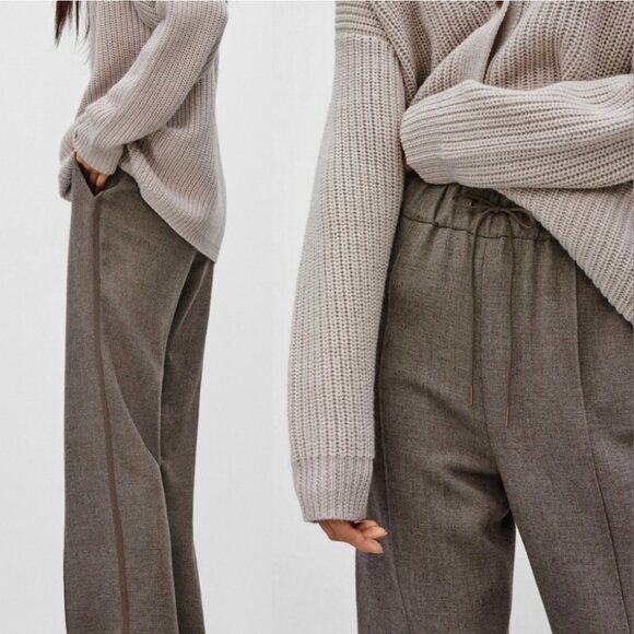 Aritzia Wilfred Joudin Wool Viscose Wide Leg Cropped Trouses Pants Size M - Picture 2 of 5